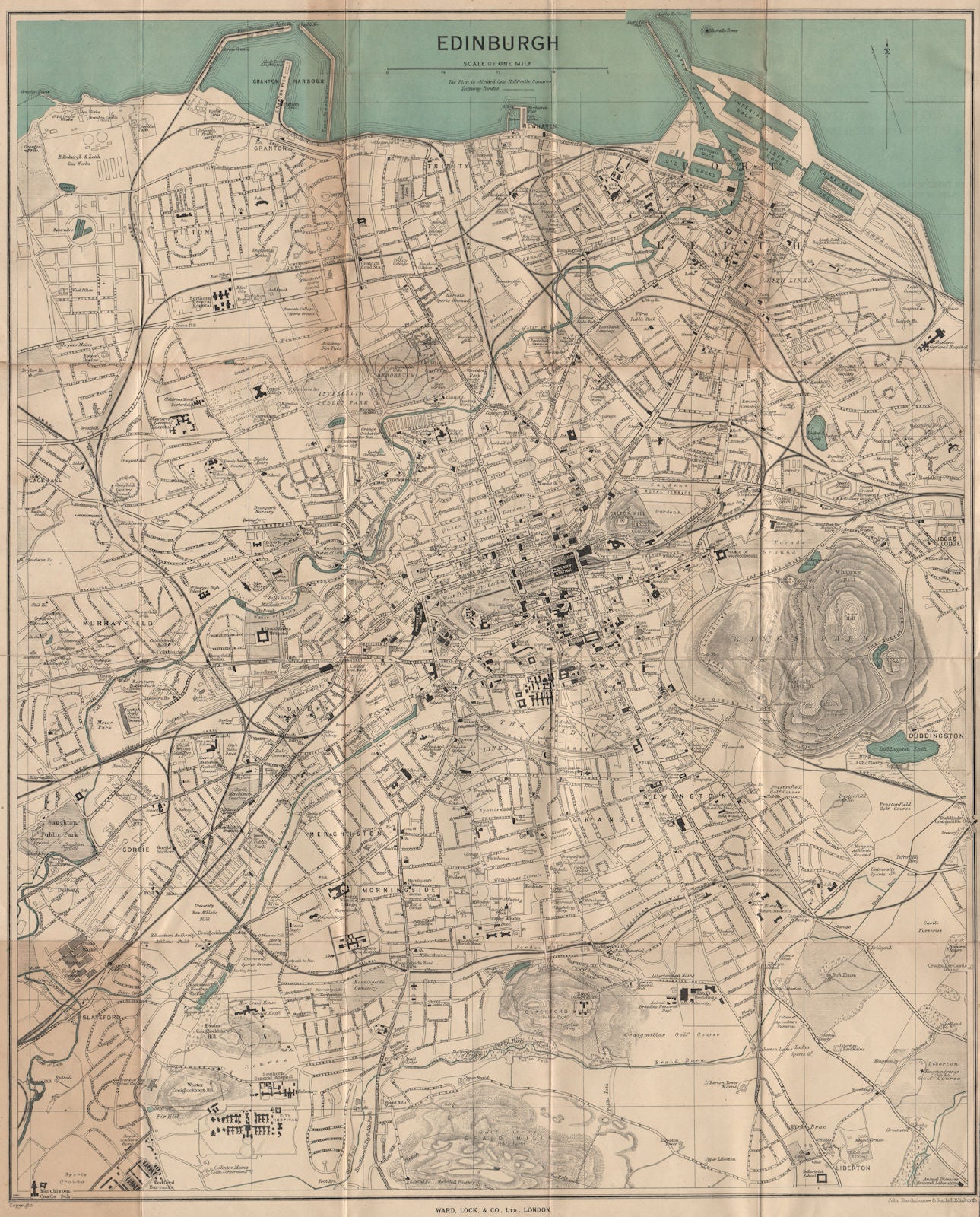 EDINBURGH vintage town/city plan. Scotland. WARD LOCK 1947 old vintage map